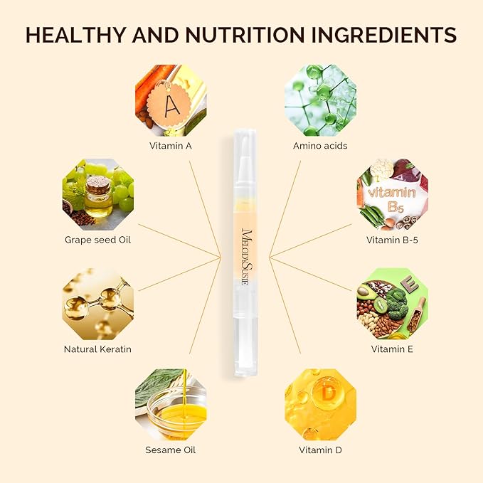 MelodySusie 12Pcs Cuticle Oil Pen Set,Nail Moisturizing Cuticle Oil Enriched with Vitamin E,Softens and Repairs cuticles,Nail Strengthener,Protects Damaged Skin,Thin Nails