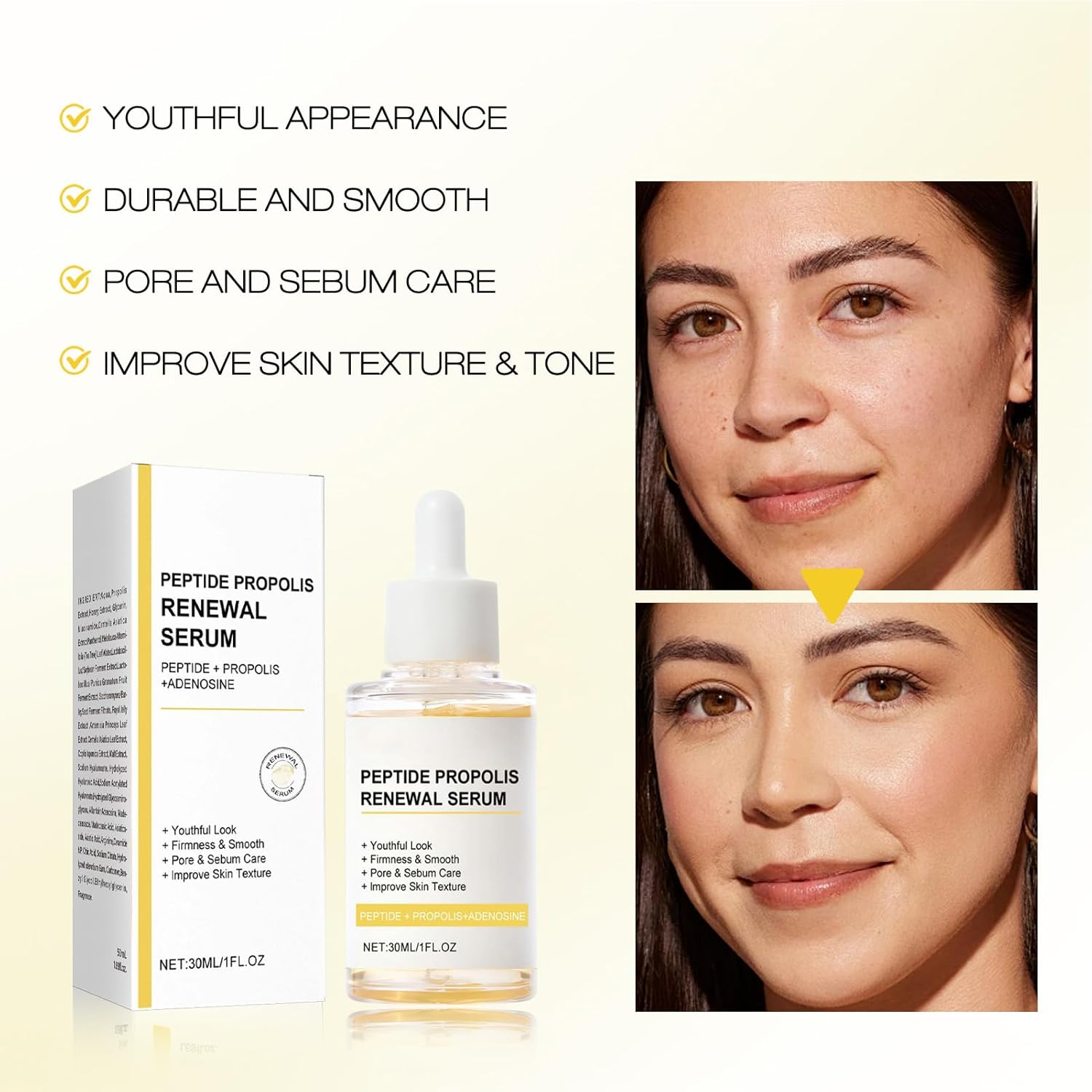 Korean Peptide Propolis Renewal Serum, Hydration & Wrinkle Renewal Serum, Anti-Aging Face Essence with Peptide Propolis Complex, for All Skin Types (Y)