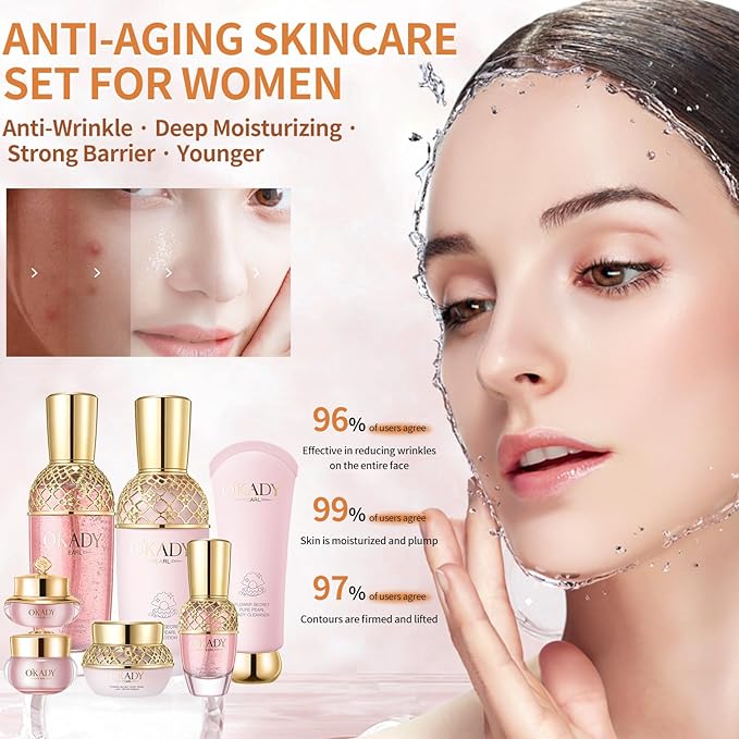 Anti-Aging Skin Care Set & Kit For Women Facial Skin Care Routine Set Kit 7-In-1 Set Gift Set