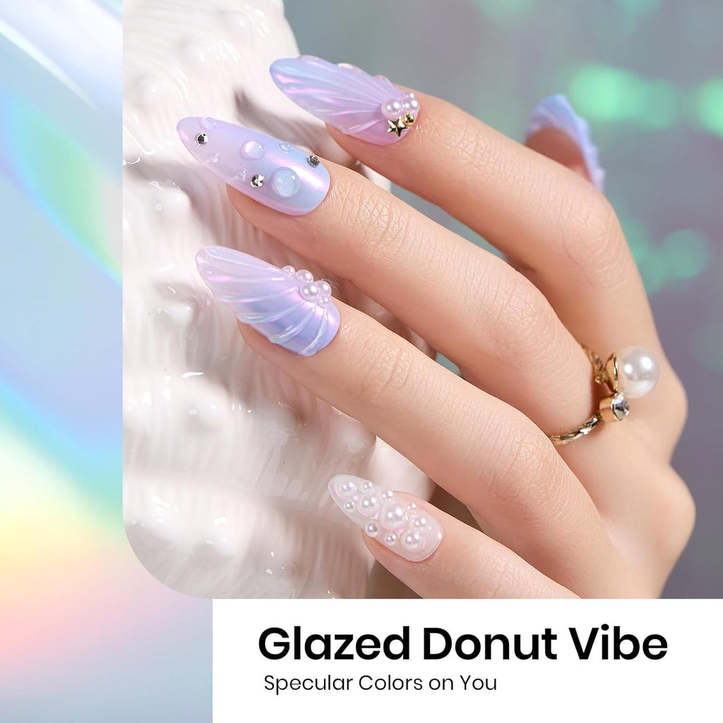 Beetles Chrome Nail Powder Metallic Mirror Effect, Holographic Aurora Mermaid Pearl Glitter, Chrome Powder for Gel Nails Manicure Nail Art Decoration 8 Colors 0.5g/Jar