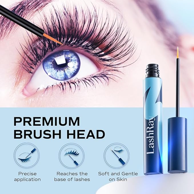 Premium Eyelash Growth Serum, LashRay Advanced Rapid Lash Serum for Eyelash Growth with Natural Formula - Boost Thicker, Longer Eyelashes and Eyebrows
