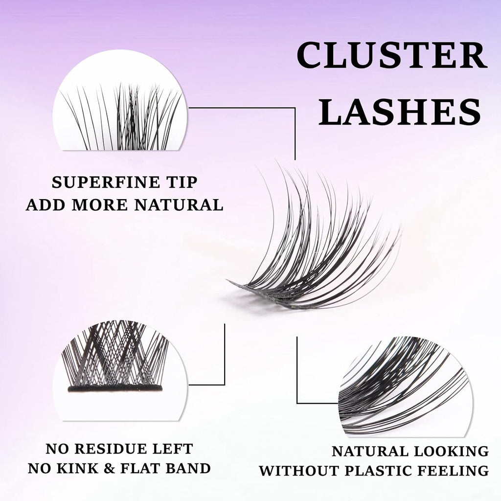 Lash Clusters 144 Pcs Individual Lashes DIY Lash Extensions 10-16mm Length Soft Natural False Eyelashes Thin Band Eyelash Extensions for Makeup at Home - OP01