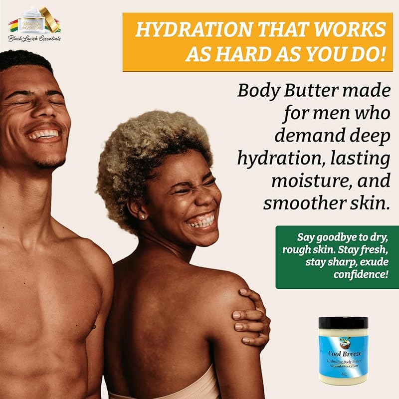 Ultra-Soft Shea Body Butter, Dry Skin Cream for Radiant Moisturized Skin, Natural Hydrating Body Lotion with Aloe Vera, Argan Oil, Rosehip Oil, (Cool Breeze, 8oz)