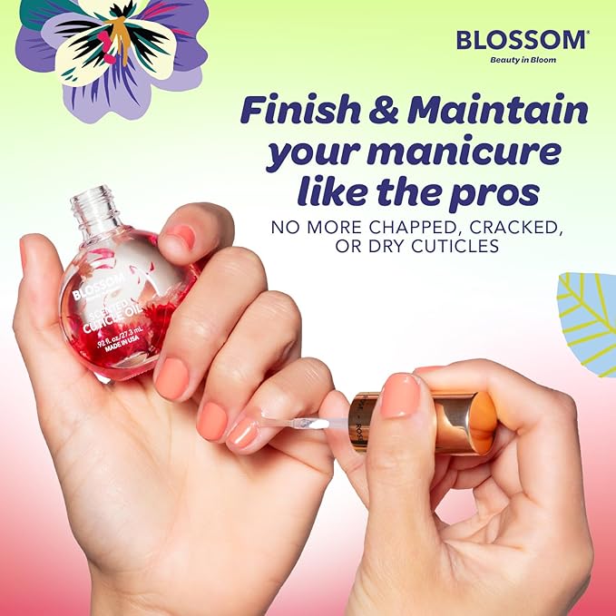 Blossom Hydrating, Moisturizing, Strengthening, Scented Cuticle Oil, Infused with Real Flowers, Made in USA, 1.26 fl. oz, 3 pack Fruit Bundle, Strawberry, Grape, Cherry