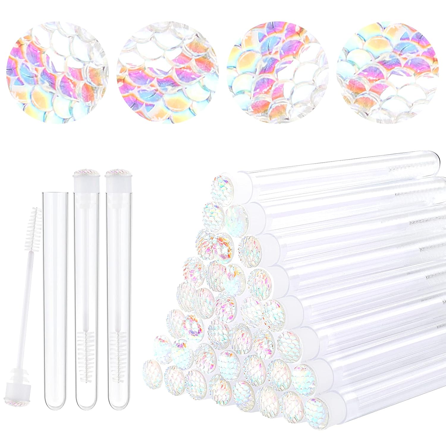 50pcs Lash brush Mascara wands and tubes Spoolies for eyelash extensions Mascara wand tubes scale white
