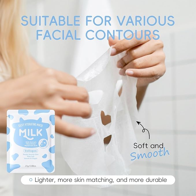 14 In 1 Milk Skincare Set for Women & Teens, Facial Kit for Women, Facial Skin Care Sets & Kits with Cleanser, Serum, Cream, Sunscreen, Eye Cream, Mask, Hair Band, Face Brush, Greeting Card, Hairpin