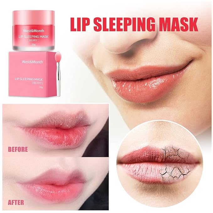 2PcsLip Sleeping Mask: Nourish, Hydrate, Vitamin C, Antioxidants, Flaky, and Night Repair Lip Balm for Chapped Cracked Dry Lips, Nourishing & Hydrating Lip Mask, 0.7 oz.