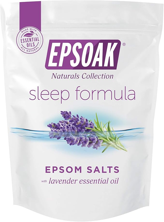 Epsoak Epsom Salt 4 lb. Magnesium Sulfate USP. (Qty. 2 x 2lb. Bag), Lavender Sleep Formula, Resealable Epsom Salt Bag, Made in The USA, Cruelty-Free Certified