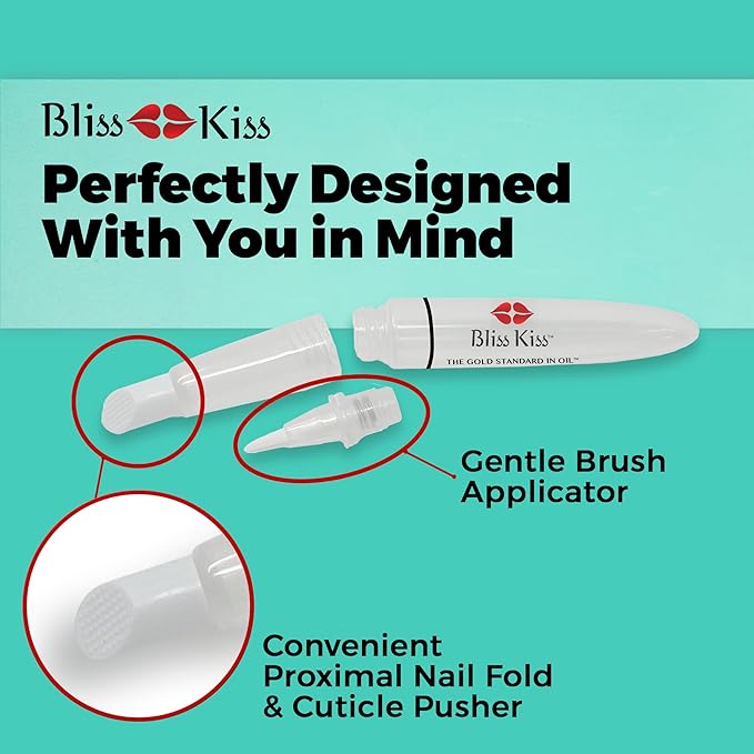 Bliss Kiss Refillable Cuticle Oil Pen for Nails - Empty 8 ml Squeeze Nail Oil Pen with brush applicator from 1-Pack