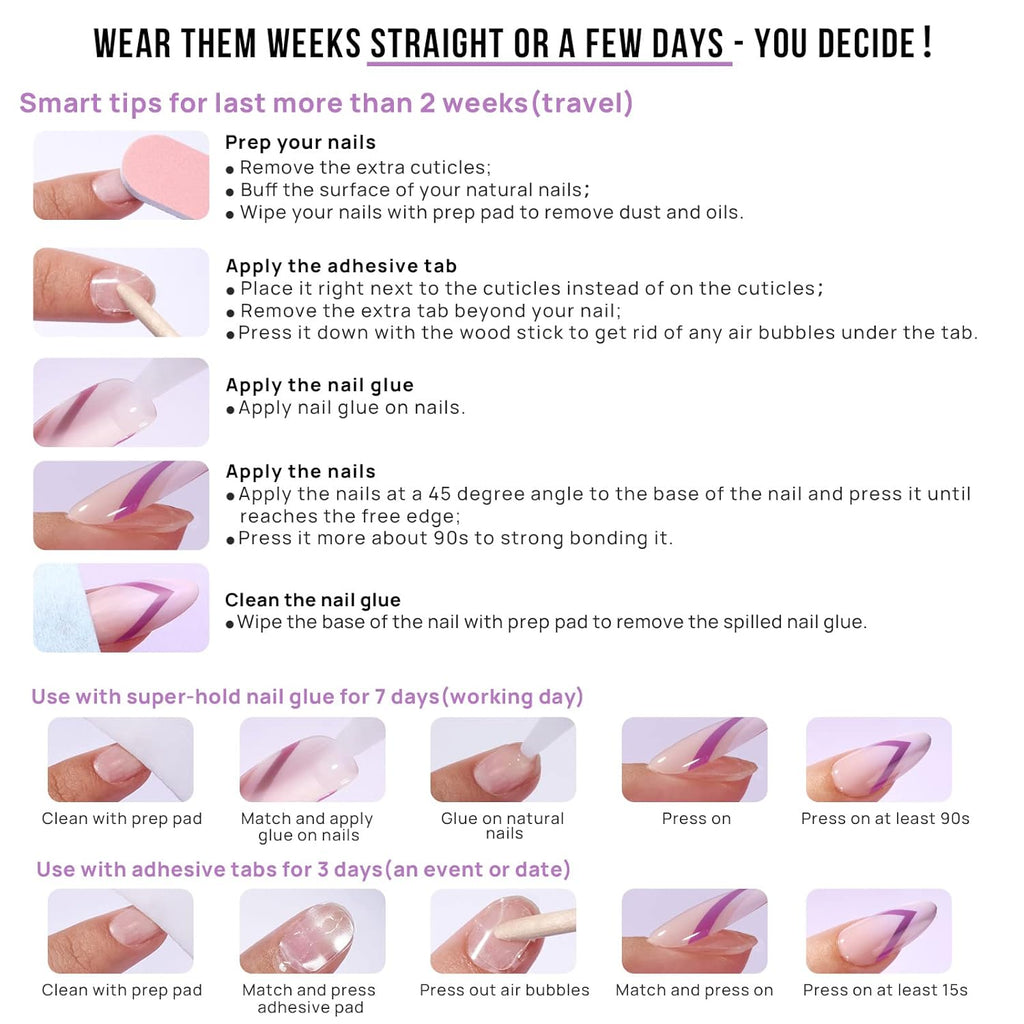 BTArtbox Press on Nails Short - French Tip Press On Nails Square, Silver Glue On Nails, Long Lasting & Natural Stick On Nails in 16 Sizes - 30 Fake Nails Kit, Rock Star