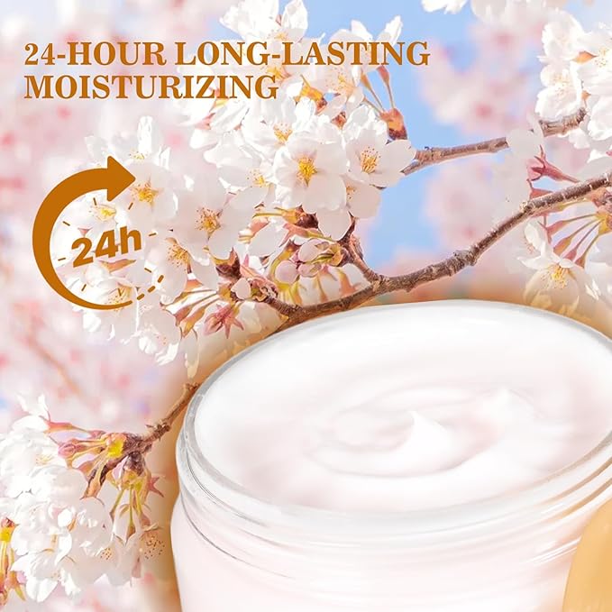 Cherry Blossom Lotion, Shea Butter Body Lotion for Women and Men Dry Skin, Deep Moisturizing, Hydrating and Softening, Smell Good, 200ml(6.8floz)
