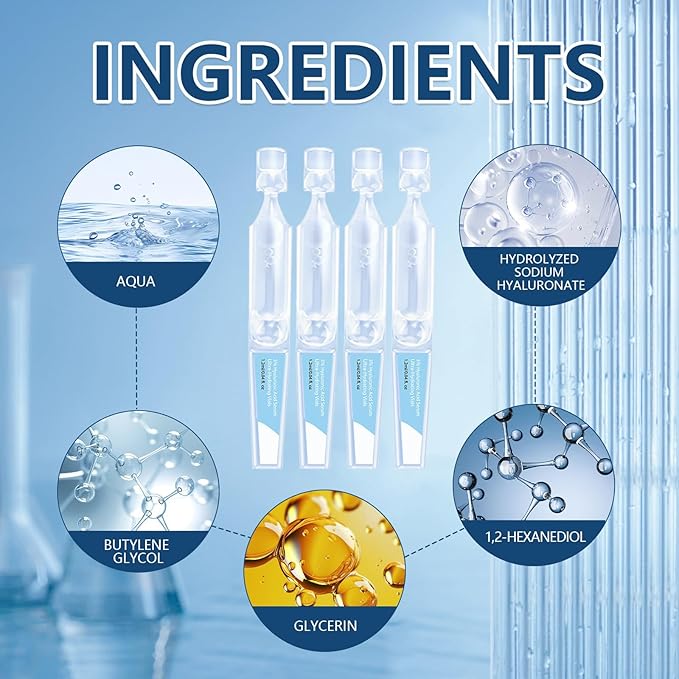 30pcs 3% Hyaluronic Acid Serum Ultra-Hydrating Vials, Ultra-Hydrating Serum Single-Use Vials, 3% Hyaluronic Acid Serums for Face, Hyaluronic Acid Tubes, Hyaluronic Acid Tubes