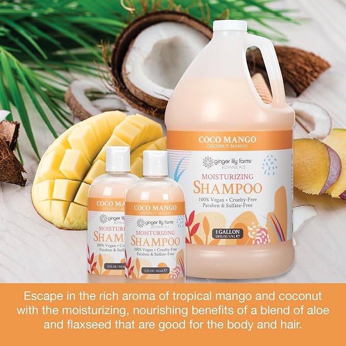 Ginger Lily Farms Botanicals Hospitality Kit, Coco Mango, 9-Pc Set Includes Shampoo, Conditioner & Body Wash, 100% Vegan & Cruelty-Free, Coconut Mango Scent