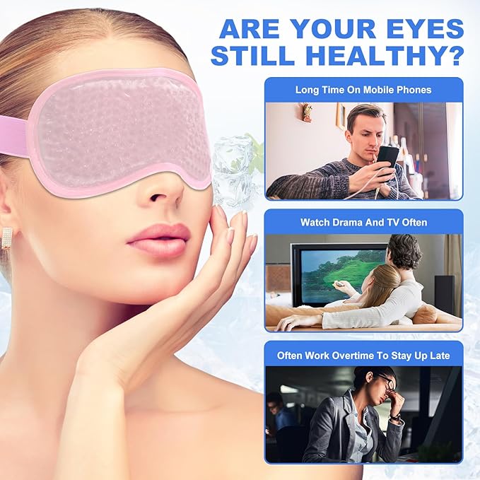 candyfouse 2Pack Cold Cooling Eye Mask, Reusable Hot Colder Therapy Gel Bead with Plush Backing for Puffiness Migraine Stress Relief Skin Care Dry Eyes