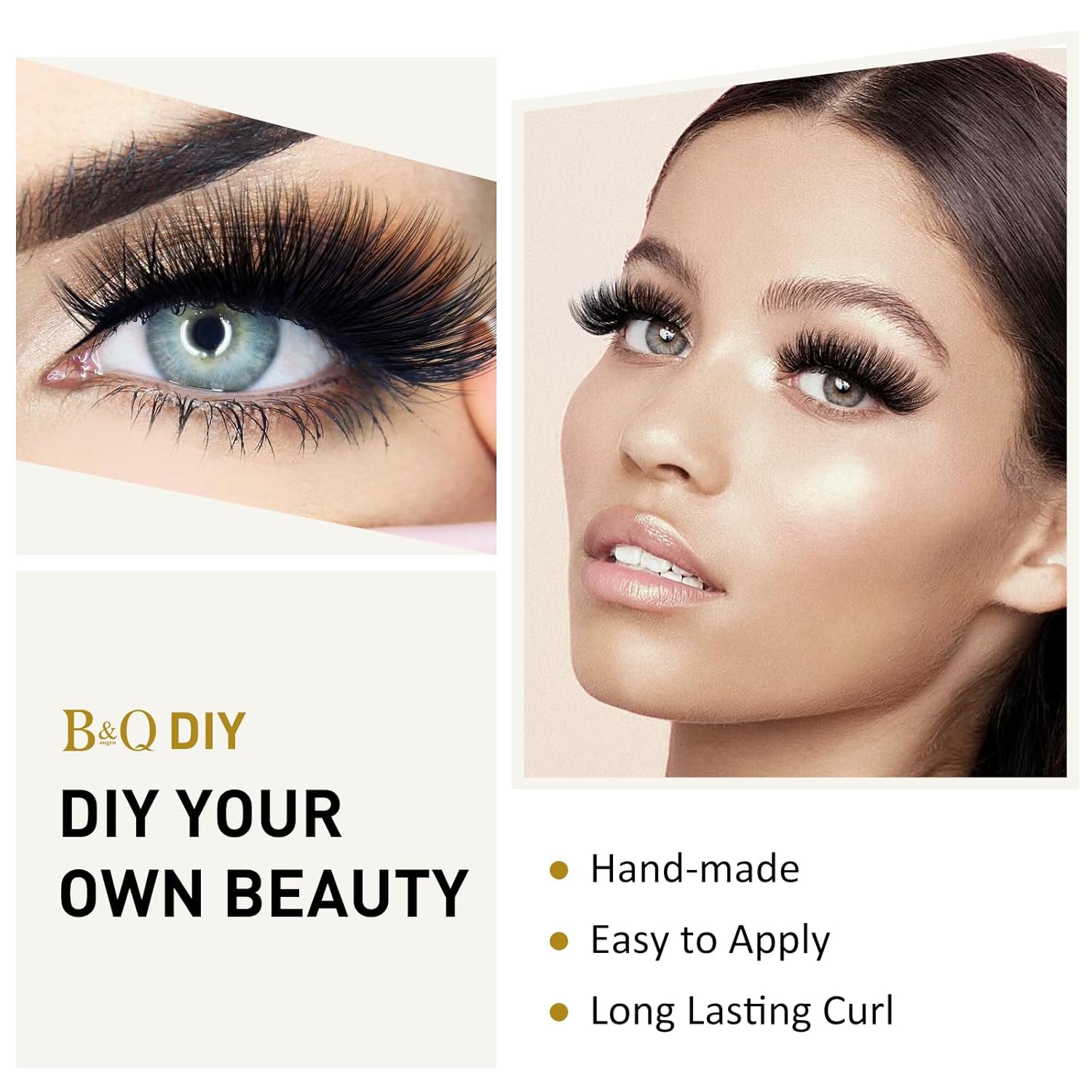 Lash Clusters B02 D Curl 14mm DIY Eyelash Extensions C D Curl B&Qaugen Mega Volume Individual Lashes Eyelash Clusters Extensions Individual Lashes Cluster DIY at Home 72 Clusters Lashes (NM-D-14mm)