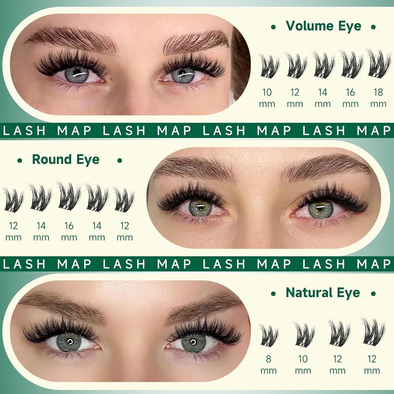 KEYYOULASH Flora Lash Cluster DIY Eyelash Extensions 144pcs 3D Curl 8-18MIX Lashes Extension Eyelash Clusters Long Classic Individual Lashes Fluffy and Soft Wispy Volume Lashes (F01,D-8-18MIX 3D)