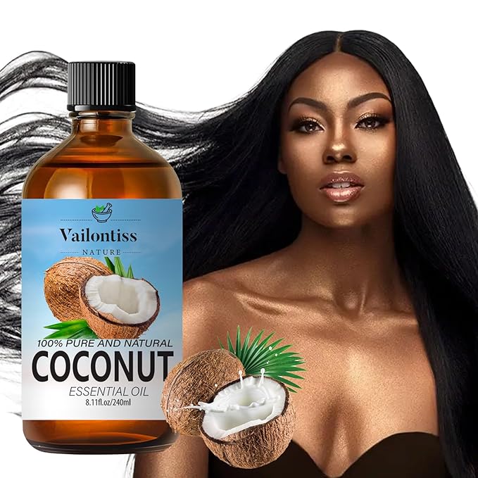Coconut Oil - Carrier Oil for Hair Growth,Relaxing Massage and Body Oil, Pure Non-Greasy Coconut Oil for All Hair Types and Skin(Coconut Oil, 8 Fl Oz)