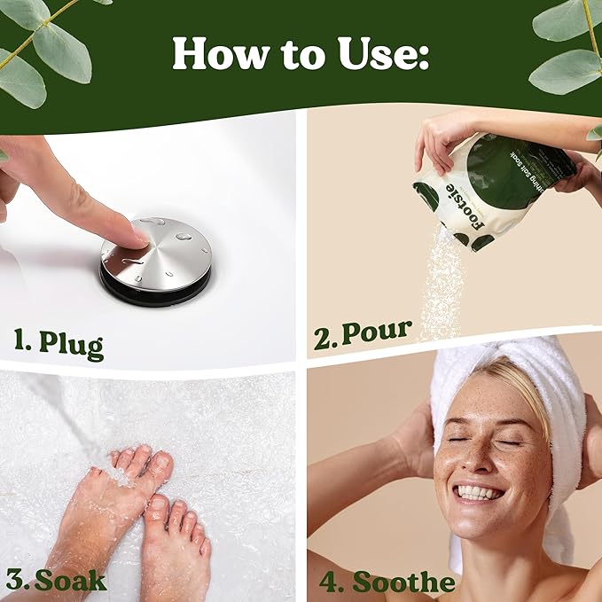 Footsie Soothing Tea Tree Oil Epsom Salt Soak - for Calluses, Aches & Pain, Athlete's Foot - Made in USA - Soothes Cracked Heels, Flaky Skin - 100% Organic, Pedicure Spa Salt (Toenail Repair)
