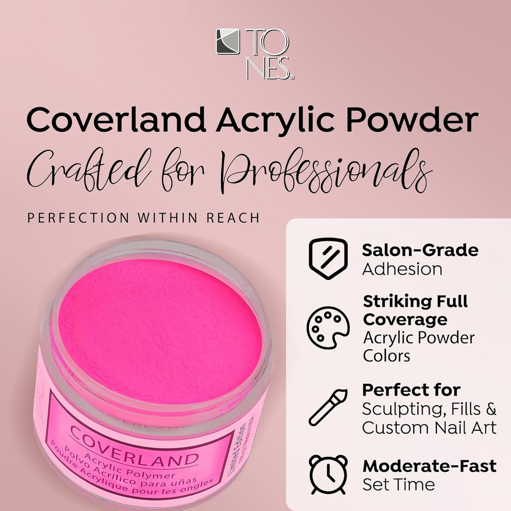 Tones Coverland Acrylic Nail Powder "Summer Fling" - Limited Edition Acrylic Powder for Nail Design, Sculpting, and Masking Nail Bed Imperfections - Professional Acrylic Nail Supplies - (1.5 Oz)
