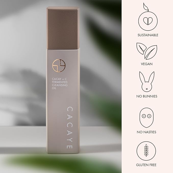 CACAYE 3-in-1 Makeup Cleansing Oil for Face, 2.5 ounces, with CaCay Oil and Vitamin C - Anti Aging Facial Oil Cleanser for Wrinkles and Fine Lines - Clean Makeup Remover for All Skin Types