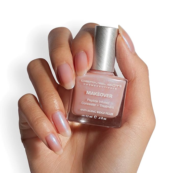 Dermelect Conceal & Condition Nail Treatment Kit – Ridge Filler & Color Corrector for Damaged, Discolored & Brittle Nails – Strengthening Nail Care with Keratin, Peptides & Biotin – Sheer Pink & Nude