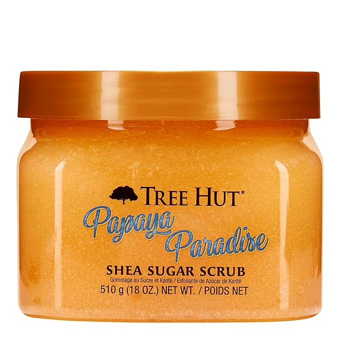Tree Hut Papaya Paradise Shea Sugar Scrub | Exfoliating Body Scrub Removes Dead, Dry Skin for a Soft & Hydrated Feel | Nourishing Essential Body Care | 18 fl oz.