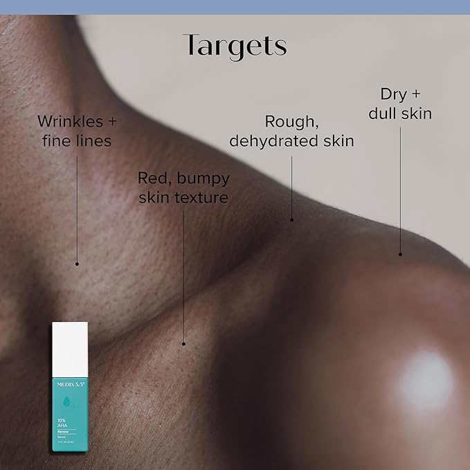 MEDIX 10% Glycolic Acid + Lactic Acid Leave-On Exfoliating Skin Care Body Gel | AHA Exfoliant Body & Face Serum Refines + Softens Dry Dead Skin, Uneven Skin Tone, KP Bumps, & Wrinkles, 1.7 Fl Oz