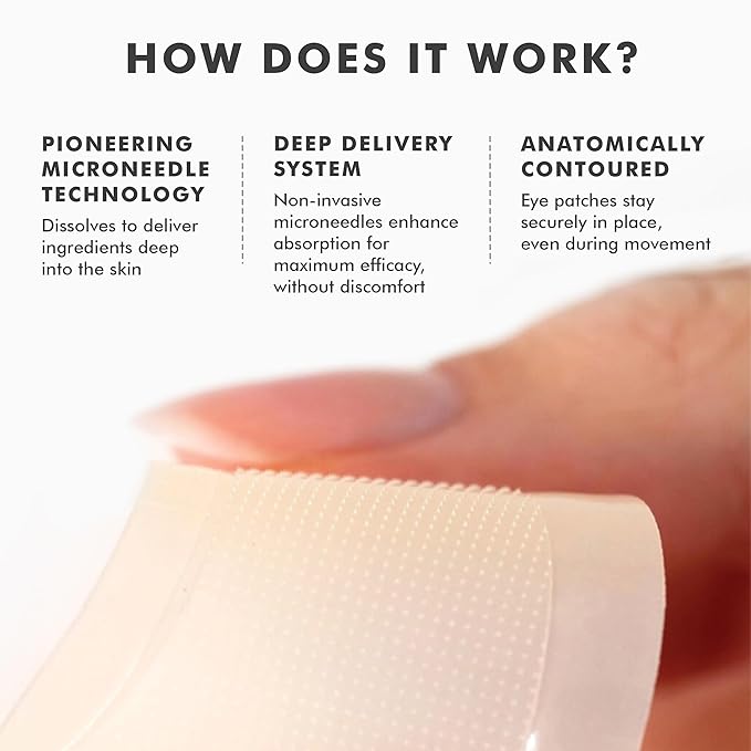 Skyn Iceland Dissolving Microneedle Under Eye Patches with 39% Hyaluronic Acid & Peptides No-Slip Eye Masks for Firming Wrinkles & Fine Lines 8 Pairs