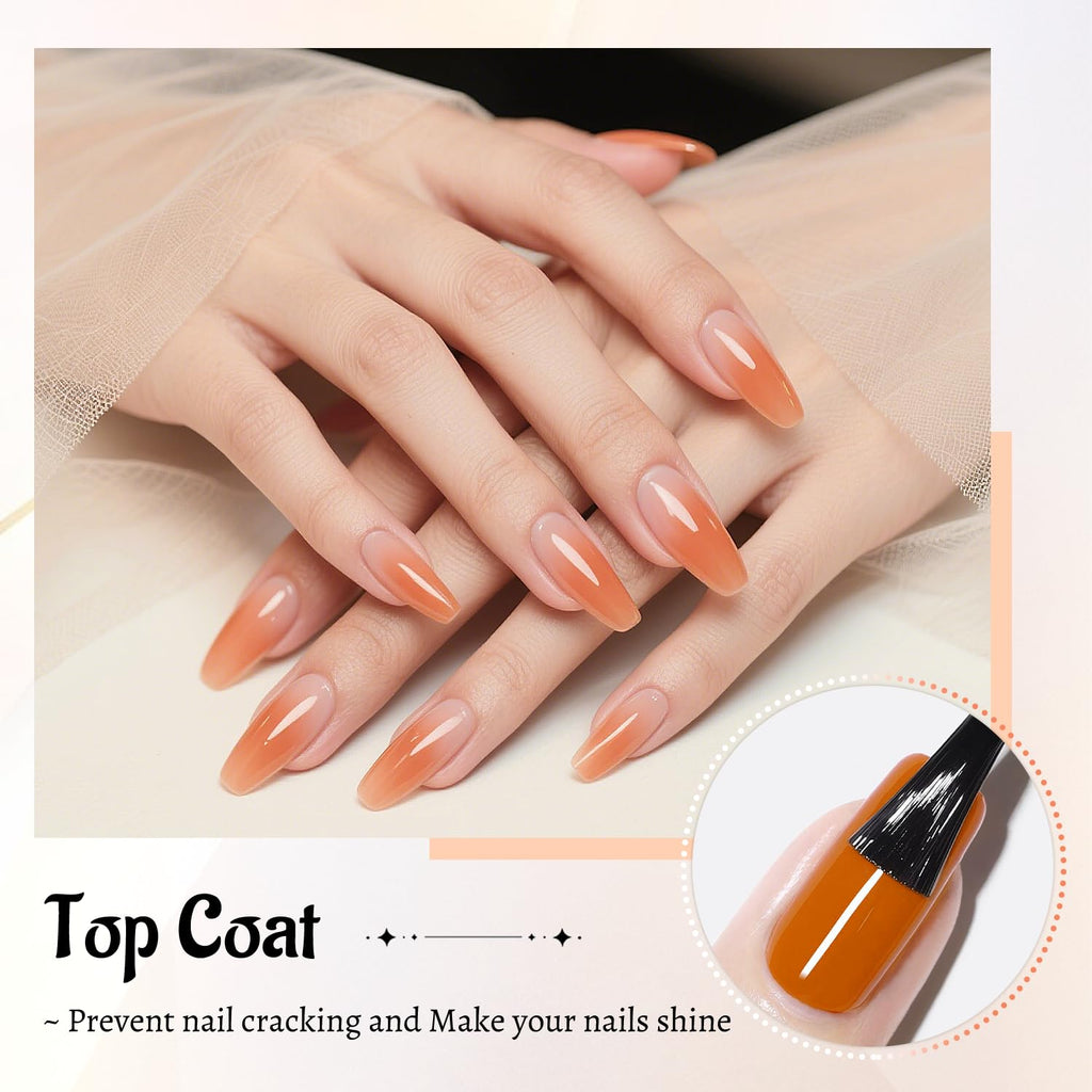 JODSONE 4Pcs Base Coat Top Coat Nail Primer Builder Gel for Strong Long Lasting Manicures Prep Protect and Perfect Your Nails 16.5ml Each Salon Quality Set