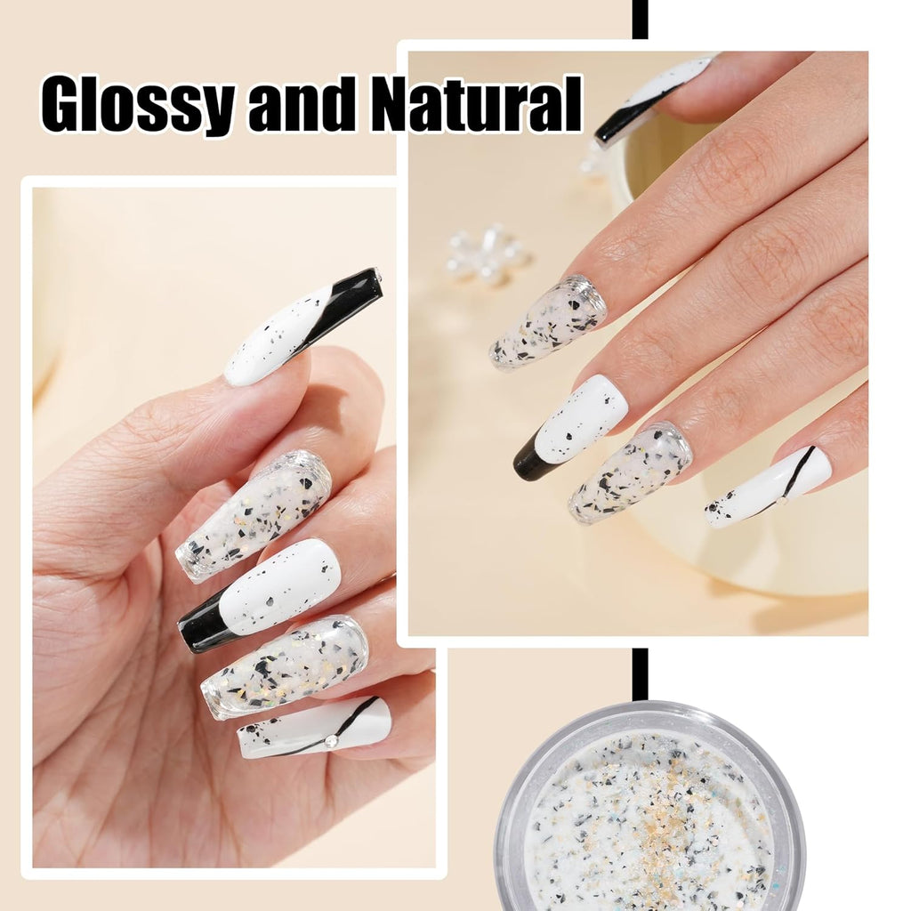 1 Oz/28g Glitter Grey Dip Powder, Nail Dip Powder for Long-lasting 28 Days+ Dip Nail Art French Manicure Nail Starter & Professional Home DIY Salon Use, No Needed Nail Lamp Curing