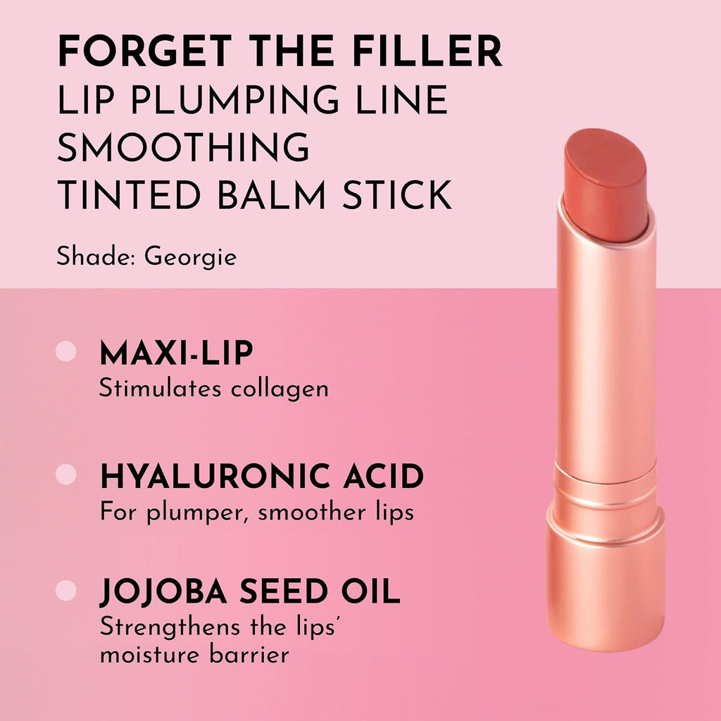LAWLESS Forget the Filler Lip Plumping Line Smoothing Tinted Balm, Georgie, Pink, 0.09 Ounce