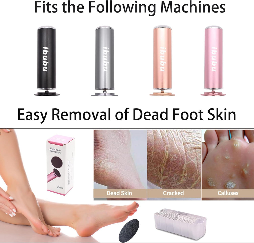 60 Pieces Replacement Sandpaper Discs for Electric Foot File Callus Remover Machine Foot Hard Dead Skin Removal(Smooth 100 Grit)