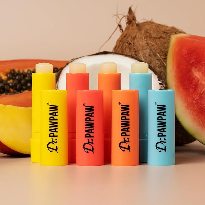 Dr. PawPaw Original and Tropical Balms - Hydrating Lip Balm Moisturizers with Aloe Vera for Deep Nourishment - Castor Oil Enriched - 4 pc