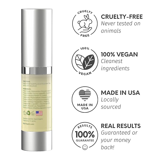 Epic Organic Eye Cream - Vitamin K & Arnica - Naturally Reduces Wrinkles, Under Eye Bags, Puffiness, Dark Circles & Fine Lines, Nourishes Around Eye Skin | 0.5oz