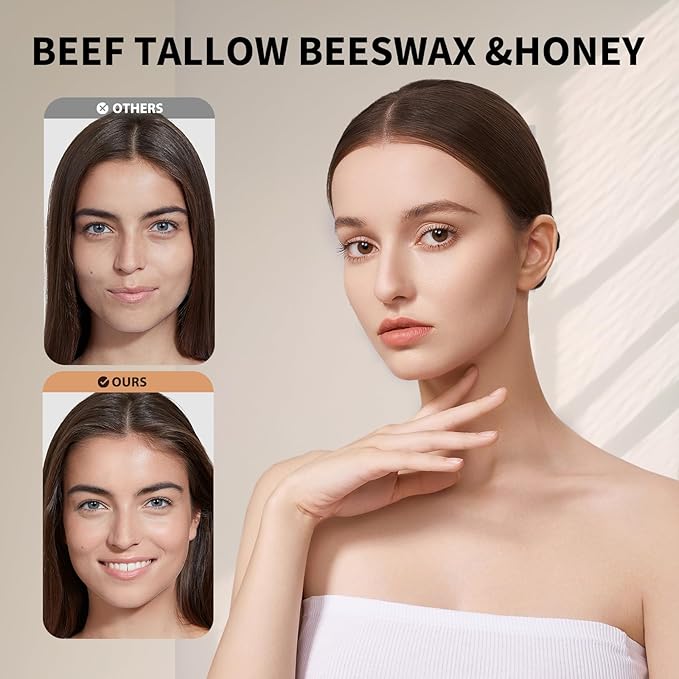 Orangic Beef Tallow for Skin and Face Care, Whipped Moisturizer for Sensitive Skin, 100% Grass Fed, Natural Body Lotion, French Perfume - 4.23 fl.oz