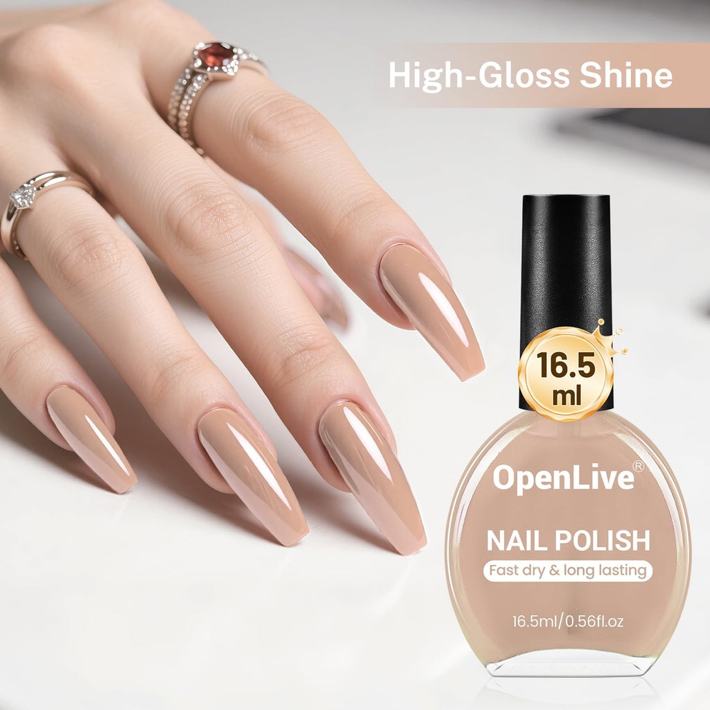 16.5ml Nude Pink Nail Polish Large Volume Quick Drying Light Pink Nail Polish, Fast Drying and Long Lasting Color Nail Art DIY Home Manicure Gift for Women