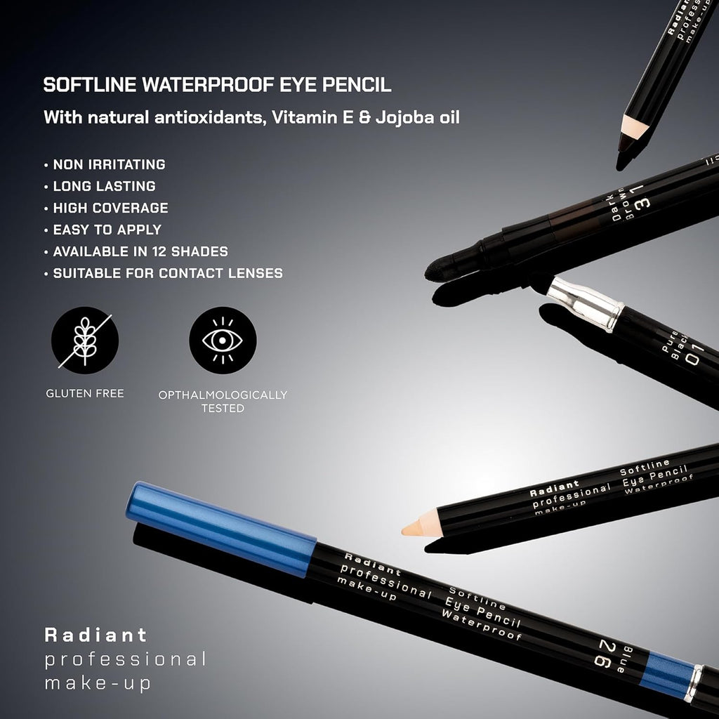 Radiant Professional Waterproof Eyeliner Pencil - Eyeliner Waterproof Smudge Proof for Woman - Long Lasting Under Eye Pencil for Smoky Eye - Soft Waterline Eye liner with Smudger Tool Olive (12)