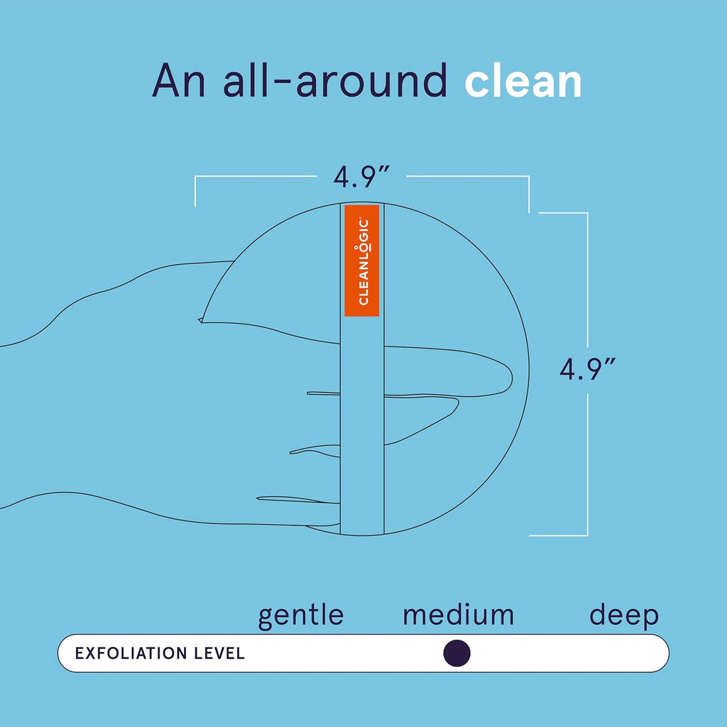 Cleanlogic Detoxify Purifying Charcoal Infused Exfoliating Body Scrubber, Dual-Texture Round Exfoliator Tool for Smooth, Clean Skin, Daily Skincare Routine, 3 Count Value Pack