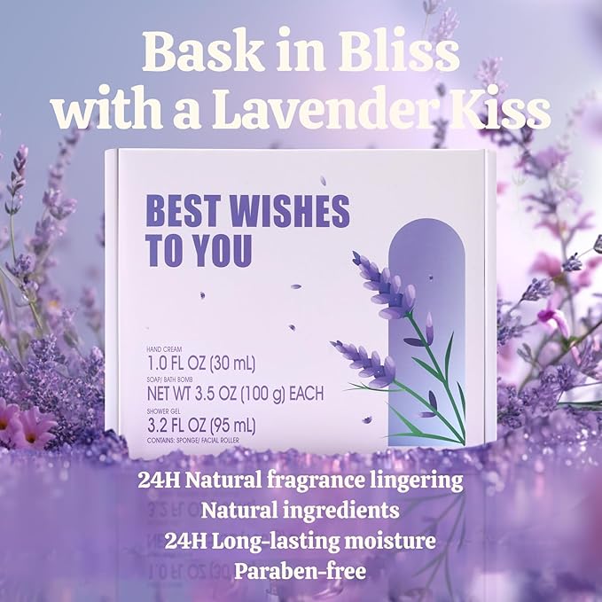 Gift Set for Women,Muse lagoon Lavender Relaxing Bath and Body Gift Baskets Self Care Gift Ideas Birthday Gifts Mothers Day Gifts