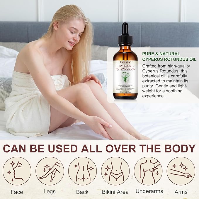3Pack Cyperus Rotundus Oil, Natural Cyperus Rotundus Oil for Hair Removal, Reduces Unwanted Hair Growth, Moisturizes & Soothes The Skin, Suitable for All Skin Types