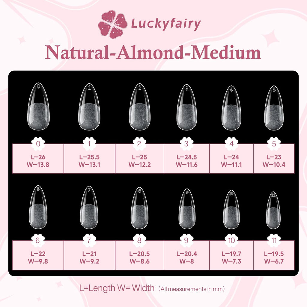 Medium Almond Nail Tips, 360pcs Soft Gel Pre-Shaped Acrylic Fake Nails, Half Matte Full Cover Clear Gelly Press on Flase Nail Tips for Extension Nail Manicure Home DIY 12 Sizes Gelly Tips