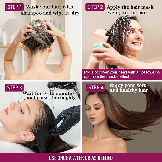 Collagen Hair Mask, Mothers Day Gifts, Deep Conditioning Hair Mask Infused with Argan Oil, Plant Protein, Shea Butter, Hair Treatment Hydrating Repair Mask Essence for Dry Damaged Hair 16.9 oz 500ml