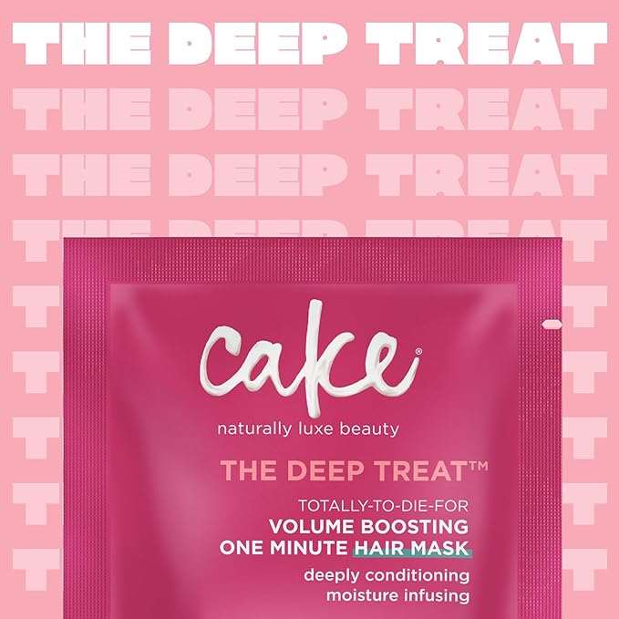 Cake Beauty Travel Hair Mask Set- Deep Treat Volume Boosting Hair Mask, Volumizing & Moisturizing- Hydrolyzed Rice Protien- For Dry Hair- 5 x 1.76 oz