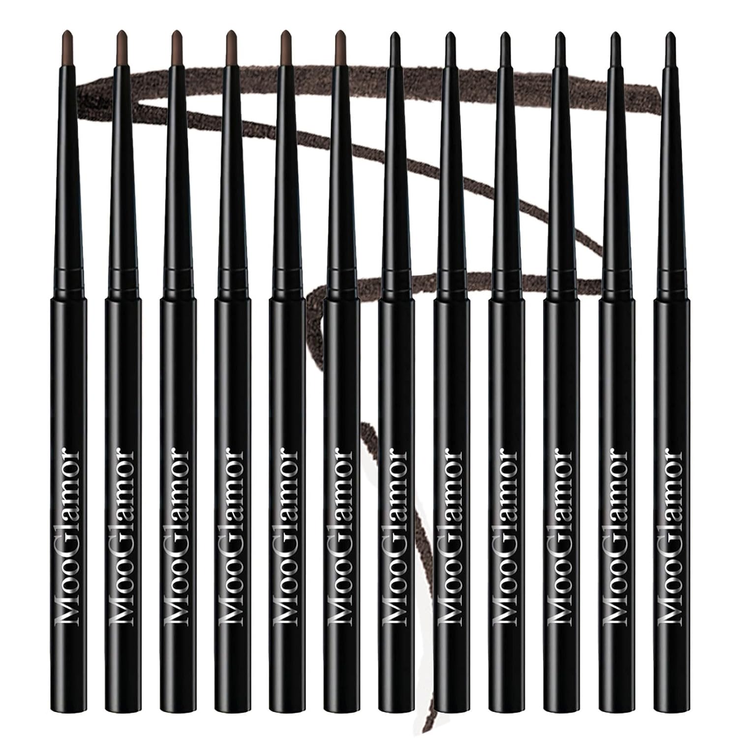 12 Pcs Black and Brown Eyeliner Pencil Gel Eyeliner Pen with Retractable and Waterproof Eye Liner for Bold and Defined Eye Liner (6 Black+6 Brown)