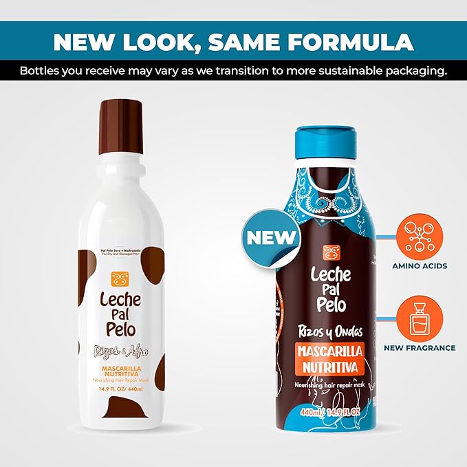 Leche Pal Pelo Rizos Afro Nourishing Hair Mask- deep conditioning treatment for dry damaged & curly hair with Aloe Vera, coconut, olive and avocado Oils. Mascarilla Nutritiva. 14.9 oz