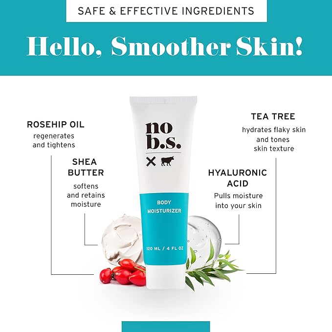 No B.S. Concentrated Body Moisturizer with Hyaluronic Acid. Ultra Hydrating Natural Body Lotion For Women and Men. With Green Tea, Vitamin E, and Shea Butter