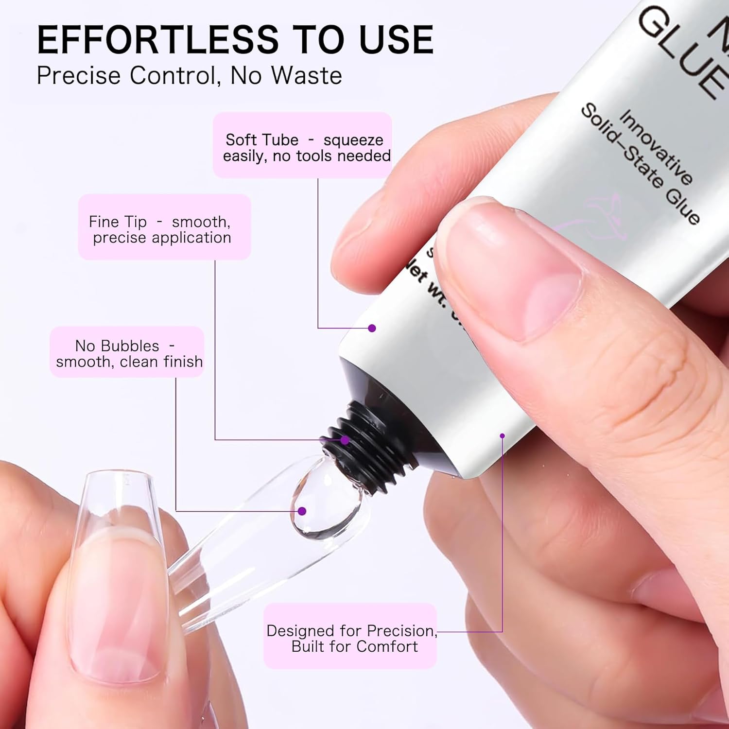 Solid Gel Nail Tips: Semi Solid Soft Nail Glue for Press Super Strong Fake Nail Glue Acrylic Nails Polygel - 20g Clear Nail for Art Salon Long Lasting Builder UV Lamp Curing Needed