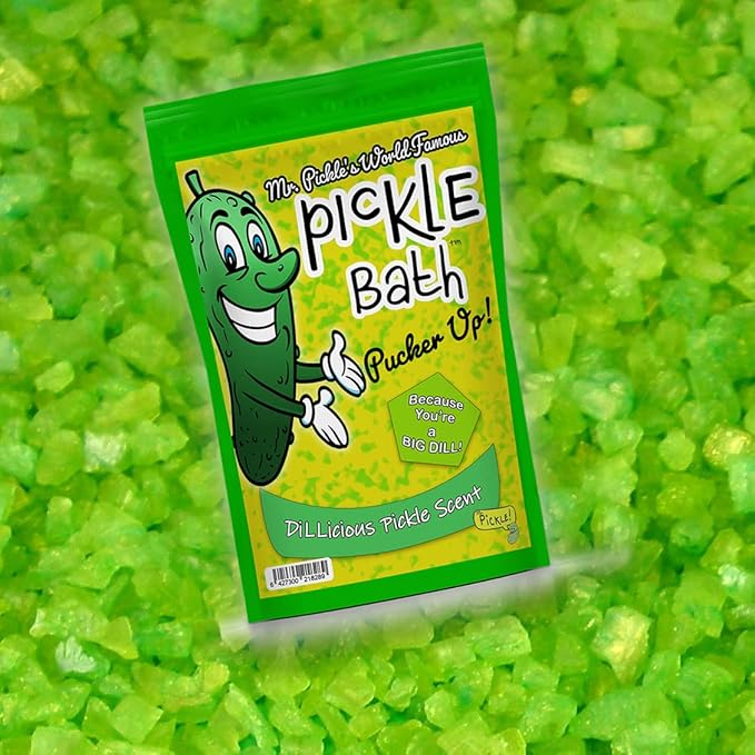 Mr Pickle’s Pickle Bath Salts - Premium Dill Pickle Scented Bath Soak for Kids - Shower Gift for Pickle Lovers, Funny Stocking Stuffers and Gift Baskets for Children, Teens, Men, and Women