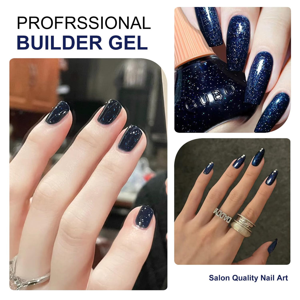 Major Dijit Quick Dry Nail Polish 12ml/0.41fl oz Glitter Midnight Blue Regular Nail Lacquer Fast Drying & Long Lasting Nail Polish Nail Art Effect for Nail Salon