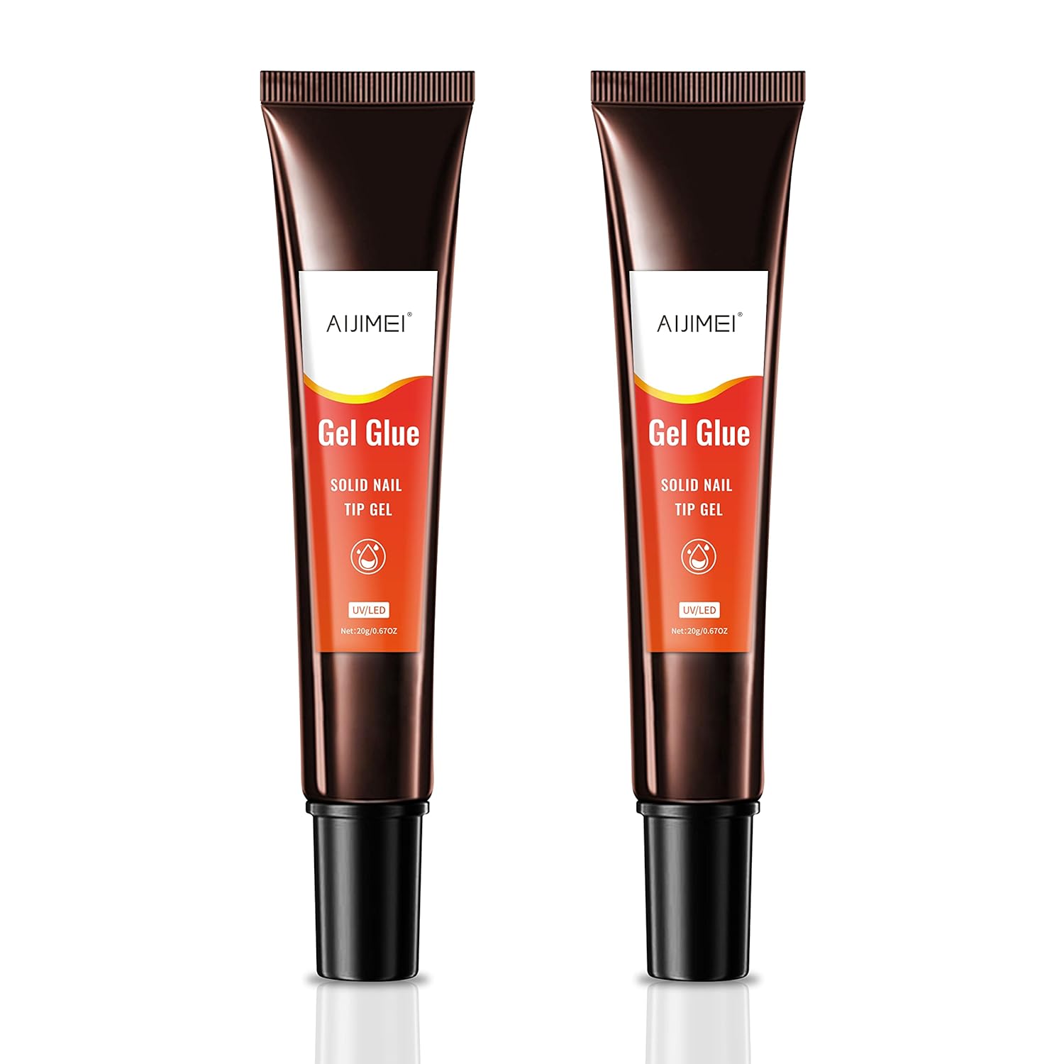 AIJIMEI Nail Gel Glue 20ml 2PCS for UV Acrylic Tips - Solid Adhesive for Fake Nails - UV Cured